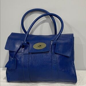 Mulberry Cobalt Blue Leather Bayswater Satchel